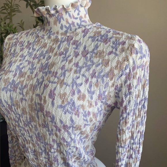 ZARA New Floral Knit Mock Neck Top Size S - Picture 2 of 5